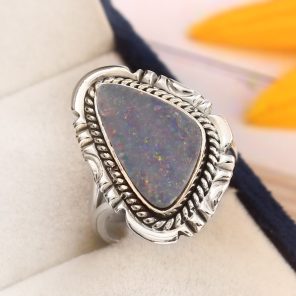 Australian Opal Southwest Style Size US 6 925 Sterling Silver Ring (RS111-178)