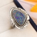 Australian Opal Southwest Style Size US 8 925 Sterling Silver Ring (RS111-184)