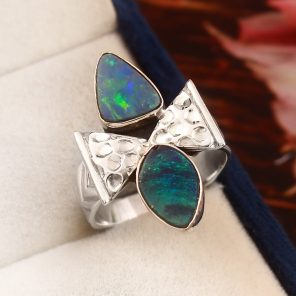 Australian Opal Southwest Style Size US 8 925 Sterling Silver Ring (RS111-202)