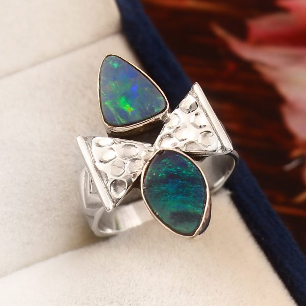 Australian Opal Southwest Style Size US 8 925 Sterling Silver Ring (RS111-202)