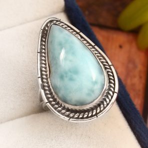 Larimar Size US 9 925 Sterling Silver Ring (RS17-220)