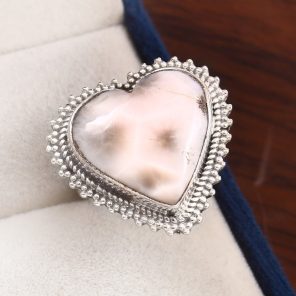 Natrolite (Pink Larimar) Size US 8 925 Sterling Silver Ring (RS17-167)