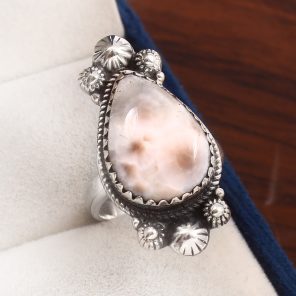 Natrolite (Pink Larimar) Size US 8 925 Sterling Silver Ring (RS17-145)