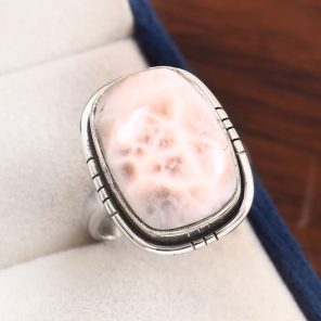 Natrolite (Pink Larimar) Size US 9 925 Sterling Silver Ring (RS17-149)