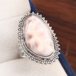 Natrolite (Pink Larimar) Size US 9 925 Sterling Silver Ring (RS17-171)
