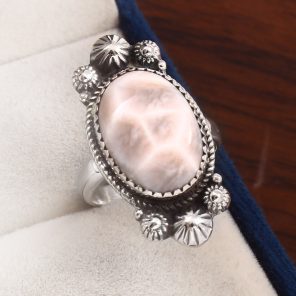 Natrolite (Pink Larimar) Size US 9 925 Sterling Silver Ring (RS17-150)