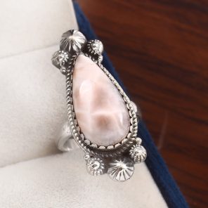 Natrolite (Pink Larimar) Size US 7 925 Sterling Silver Ring (RS17-142)