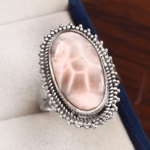 Natrolite (Pink Larimar) Size US 9 925 Sterling Silver Ring (RS17-172)
