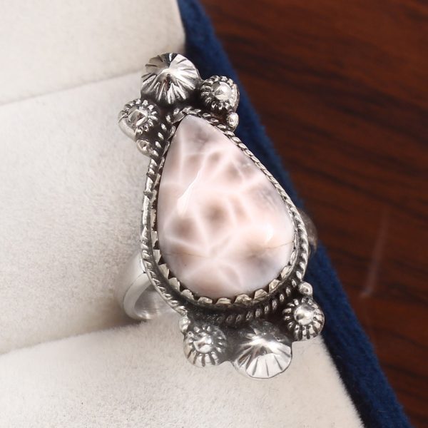 Natrolite (Pink Larimar) Size US 7 925 Sterling Silver Ring (RS17-140)