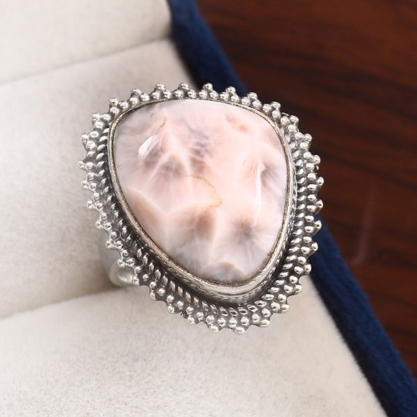 Natrolite (Pink Larimar) Size US 10 925 Sterling Silver Ring (RS17-154)