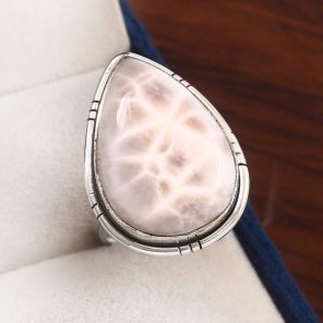 Natrolite (Pink Larimar) Size US 7 925 Sterling Silver Ring (RS17-141)