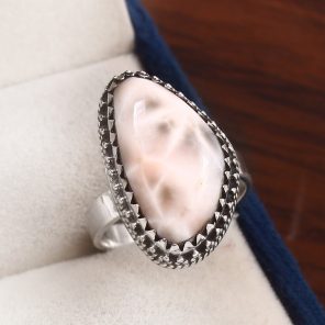 Natrolite (Pink Larimar) Size US 8 925 Sterling Silver Ring (RS17-168)