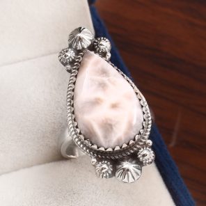 Natrolite (Pink Larimar) Size US 10 925 Sterling Silver Ring (RS17-153)