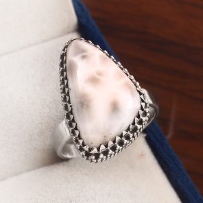 Natrolite (Pink Larimar) Size US 10 925 Sterling Silver Ring (RS17-155)