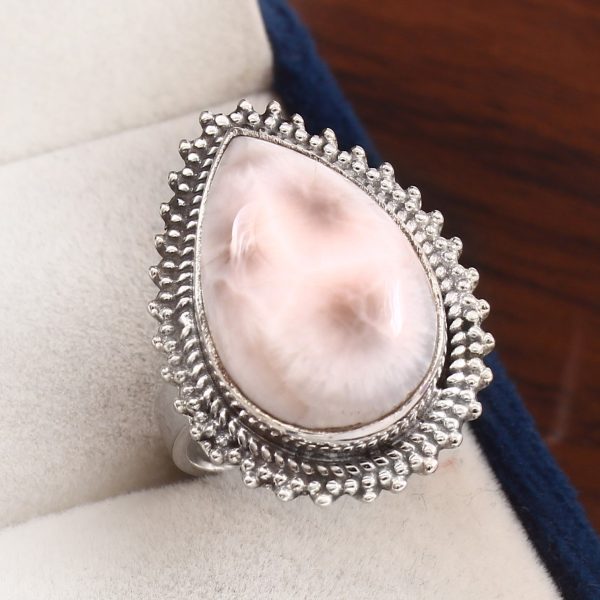 Natrolite (Pink Larimar) Size US 9 925 Sterling Silver Ring (RS17-175)