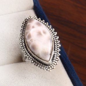 Natrolite (Pink Larimar) Size US 6 925 Sterling Silver Ring (RS17-158)