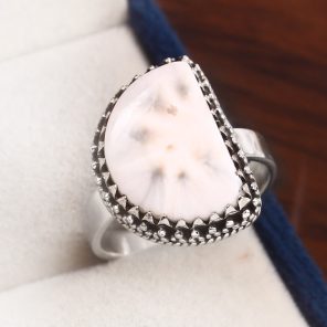 Natrolite (Pink Larimar) Size US 9 925 Sterling Silver Ring (RS17-176)