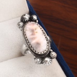 Natrolite (Pink Larimar) Size US 6 925 Sterling Silver Ring (RS17-135)