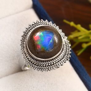 Cantera Opal Size US 10 925 Sterling Silver Ring (RS108-197)