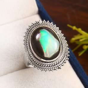 Cantera Opal Size US 10 925 Sterling Silver Ring (RS108-198)