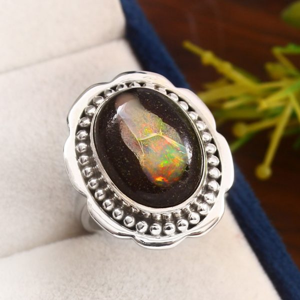 Galaxy Opal Size US 9 925 Sterling Silver Ring (RS108-205)