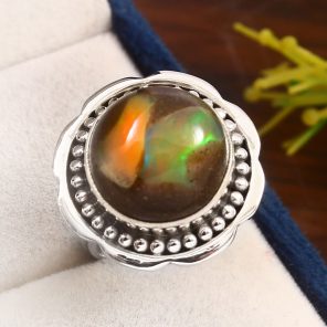 Galaxy Opal Size US 8 925 Sterling Silver Ring (RS108-207)