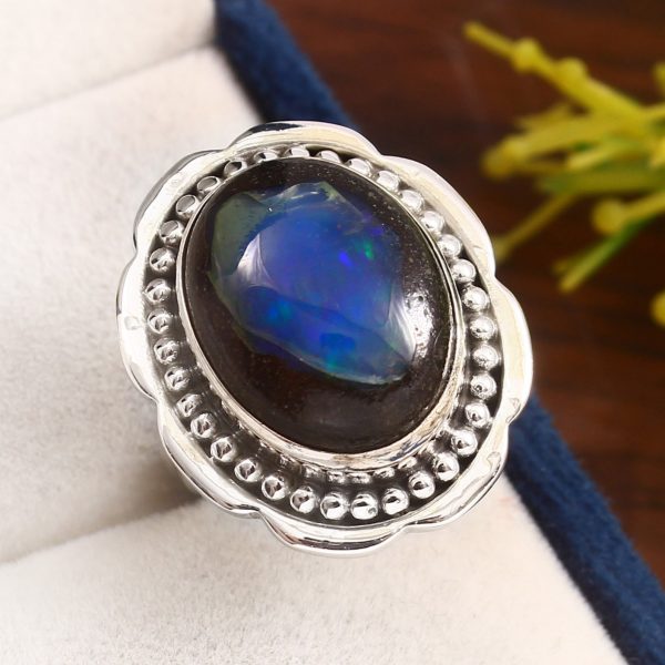 Galaxy Opal Size US 6 925 Sterling Silver Ring (RS108-201)