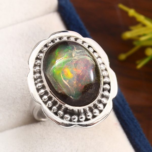 Galaxy Opal Size US 10 925 Sterling Silver Ring (RS108-200)