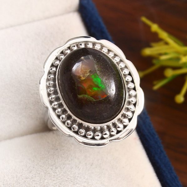 Galaxy Opal Size US 8 925 Sterling Silver Ring (RS108-208)