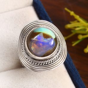Galaxy Opal Size US 6 925 Sterling Silver Ring (RS108-211)