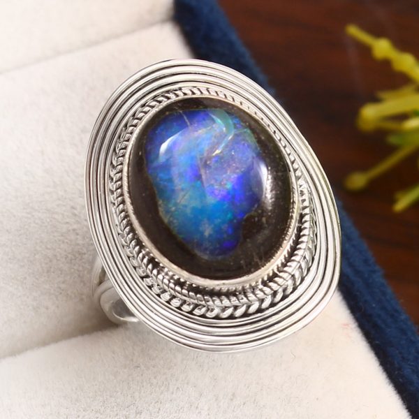 Galaxy Opal Size US 9 925 Sterling Silver Ring (RS108-216)