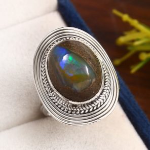 Galaxy Opal Size US 7 925 Sterling Silver Ring (RS108-214)