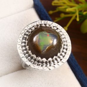 Galaxy Opal Size US 9 925 Sterling Silver Ring (RS108-227)