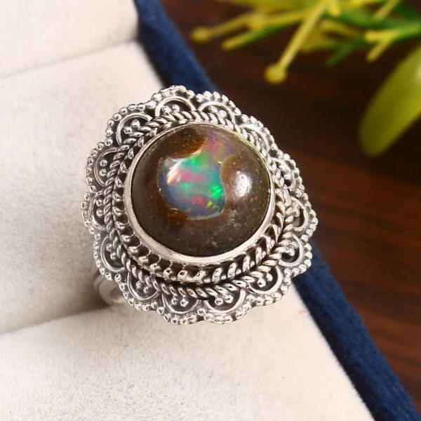 Galaxy Opal Size US 8 925 Sterling Silver Ring (RS108-235)