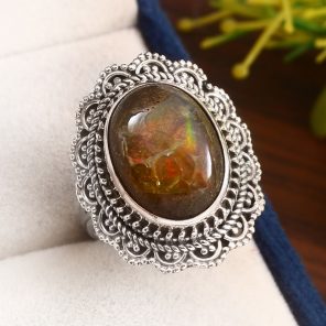 Galaxy Opal Size US 9 925 Sterling Silver Ring (RS108-229)