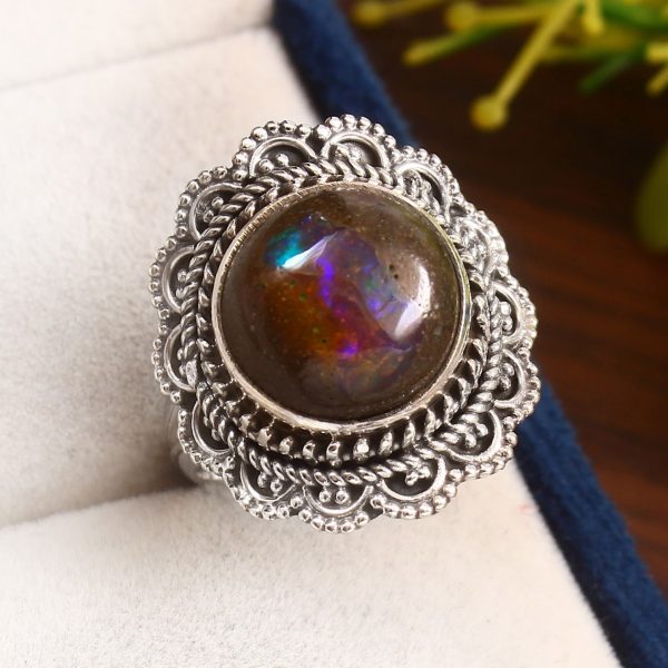 Galaxy Opal Size US 8 925 Sterling Silver Ring (RS108-236)