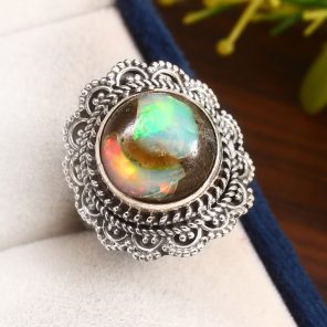 Galaxy Opal Size US 6 925 Sterling Silver Ring (RS108-232)