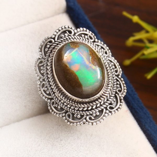 Galaxy Opal Size US 6 925 Sterling Silver Ring (RS108-242)