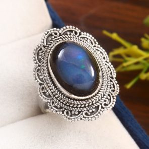 Galaxy Opal Size US 9 925 Sterling Silver Ring (RS108-247)