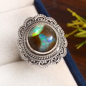 Galaxy Opal Size US 9 925 Sterling Silver Ring (RS108-248)