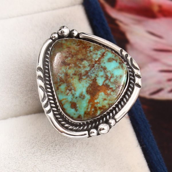Kingman Turquoise Southwest Style Size US 7 925 Sterling Silver Ring (RS105-463)