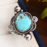 Kingman Turquoise Southwest Style Size US 8 925 Sterling Silver Ring (RS105-499)