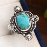 Kingman Turquoise Southwest Style Size US 9 925 Sterling Silver Ring (RS105-503)