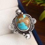 Kingman Turquoise Southwest Style Size US 7 925 Sterling Silver Ring (RS105-497)