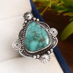 Kingman Turquoise Southwest Style Size US 10 925 Sterling Silver Ring (RS105-509)