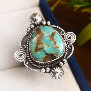 Kingman Turquoise Southwest Style Size US 6 925 Sterling Silver Ring (RS105-490)
