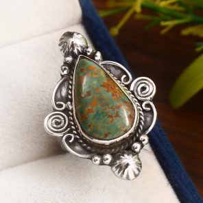 Kingman Turquoise Southwest Style Size US 6 925 Sterling Silver Ring (RS105-491)