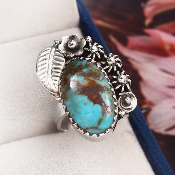 Kingman Turquoise Size US 7 925 Sterling Silver Ring (RS110-220)