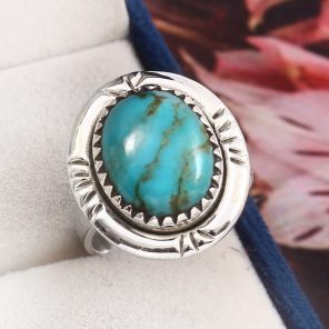 Kingman Turquoise Size US 9 925 Sterling Silver Ring (RS110-238)