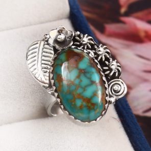 Kingman Turquoise Size US 7 925 Sterling Silver Ring (RS110-258)